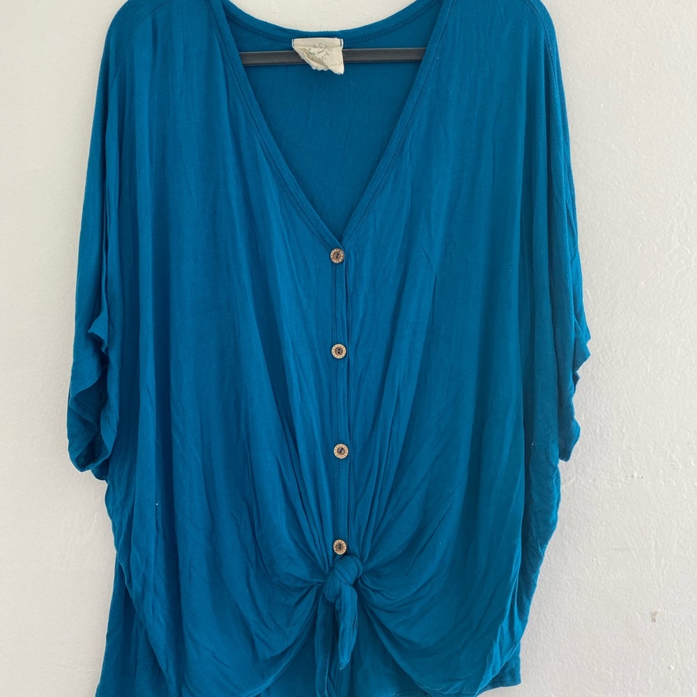 Button Down Tie Knot Shirt- Royal Blue- Size 3x- NWOT